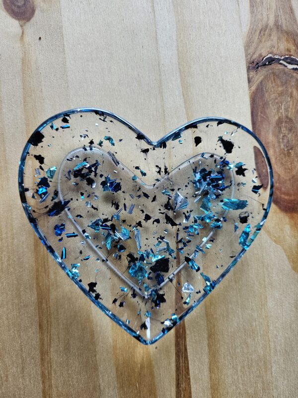 vide poche coeur feuille noir bleue turquoise en résine epoxy