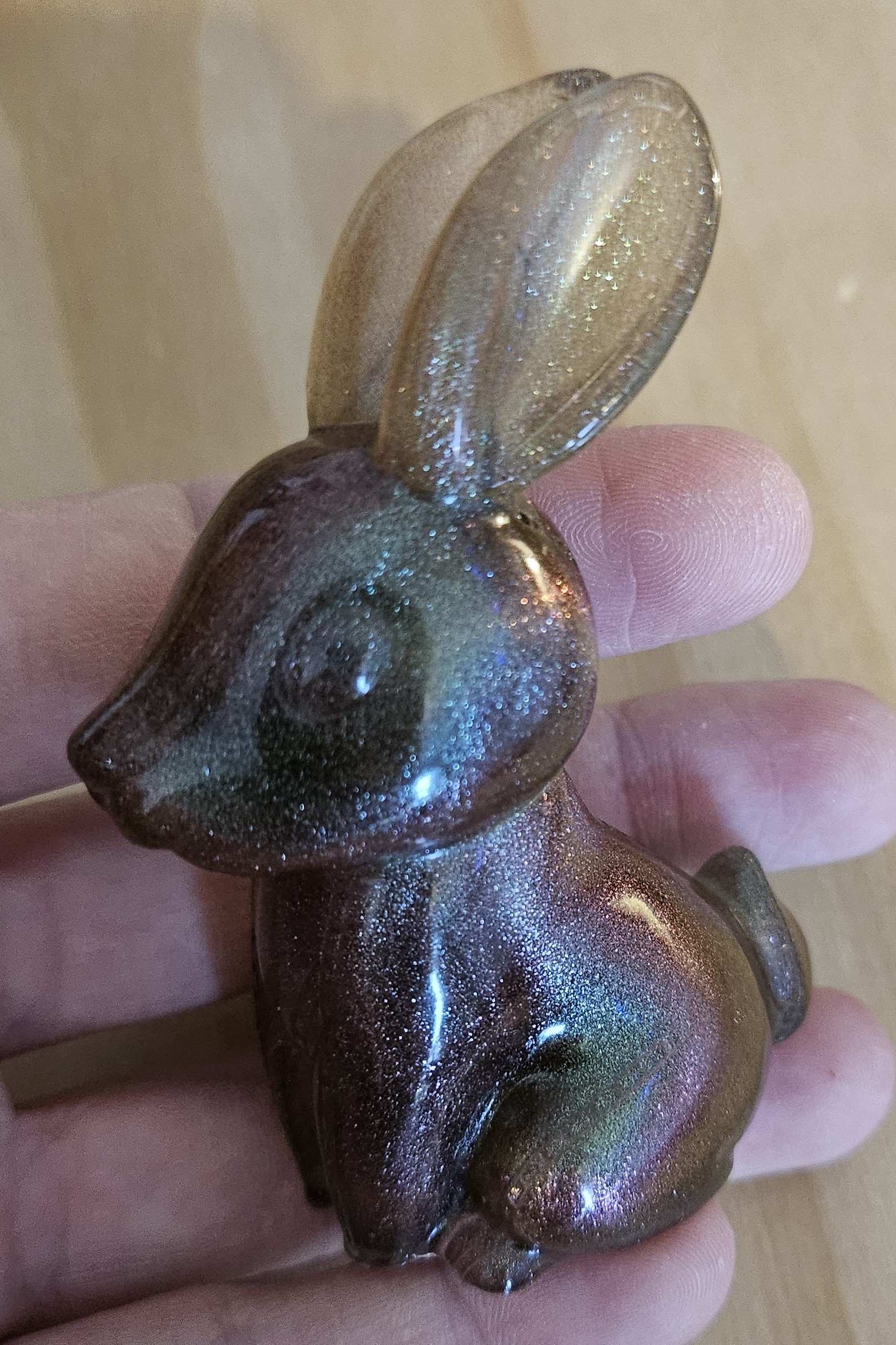 figurine lapin marron en résine epoxy